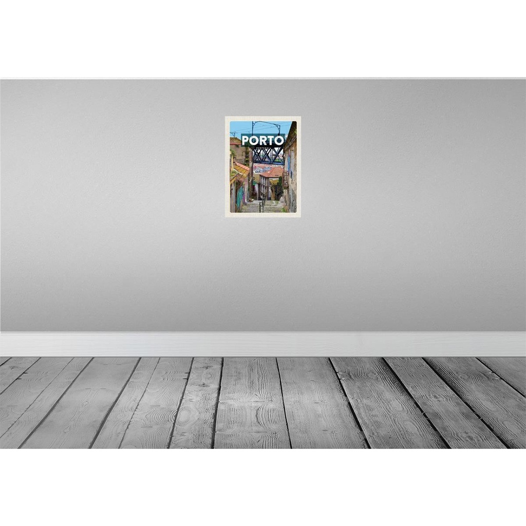 [LA-136465-H] Holzschild 40x30 cm Porto portugal Altstadt Bild Bildmotiv Reisemotiv Straße Stadt Bild 2