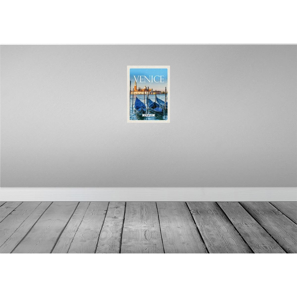[LA-136468-H] Holzschild 40x30 cm Venice Italy Italien Retro Bildmotiv Reisemotiv Straße Stadt Bild 2