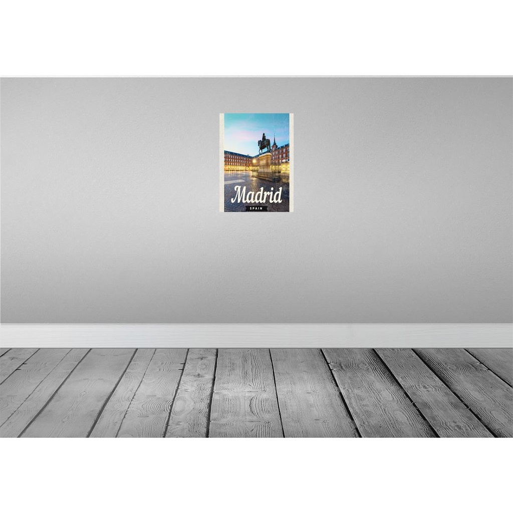 [LA-136478-H] Holzschild 40x30 cm Madrid Spain Stadt Sonnenuntergang Bildmotiv Reisemotiv Europa Bild 2