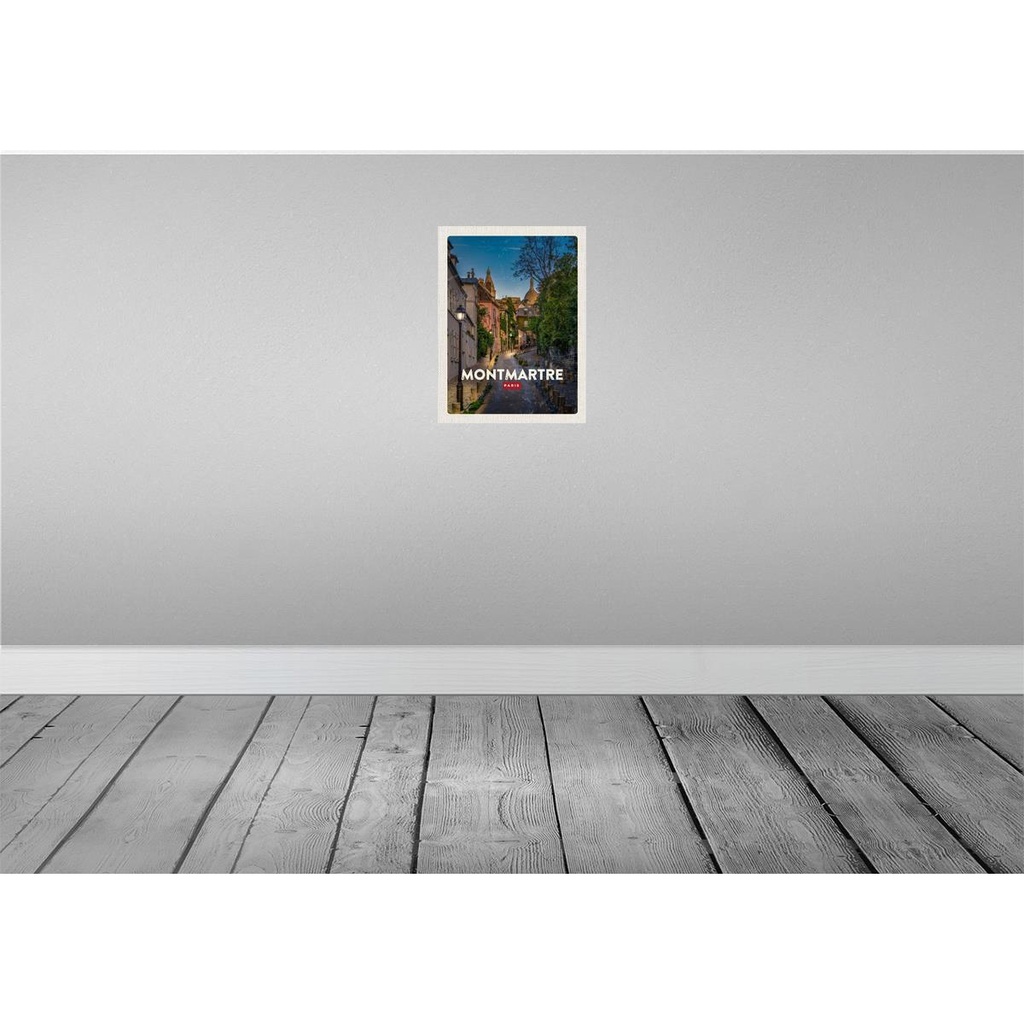 [LA-136480-H] Holzschild 40x30 cm Montmartre Paris Retro Bildmotiv Reisemotiv Straße Stadt Bild 2
