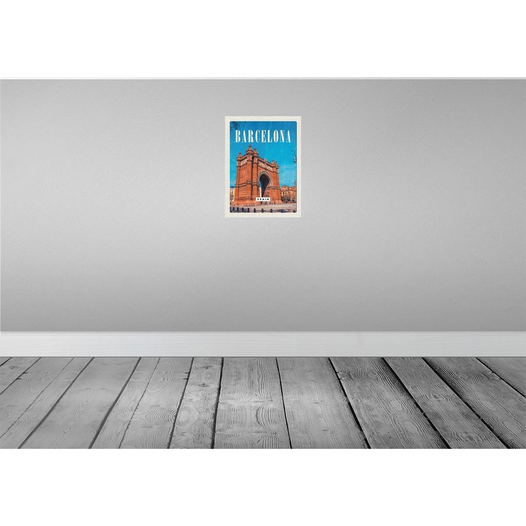 [LA-136515-H] Holzschild 40x30 cm Barcelona Spain Architektur Retro Bildmotiv Reisemotiv Abenteuer Reisen Bild 2