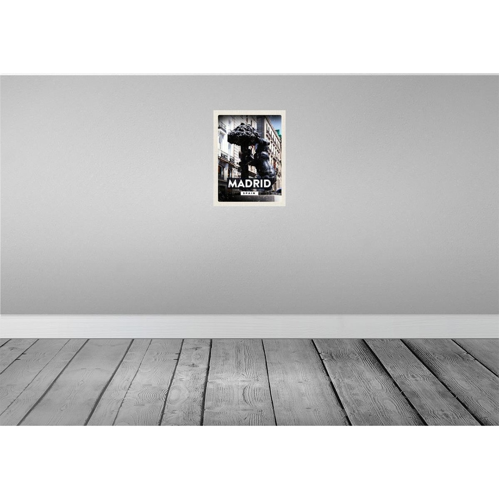 [LA-136534] Blechschild 40x30 cm Madrid Spain Stadt Urlaub Statue des Bären Bildmotiv Reisemotiv Abenteuer Reisen Straße Bild 2