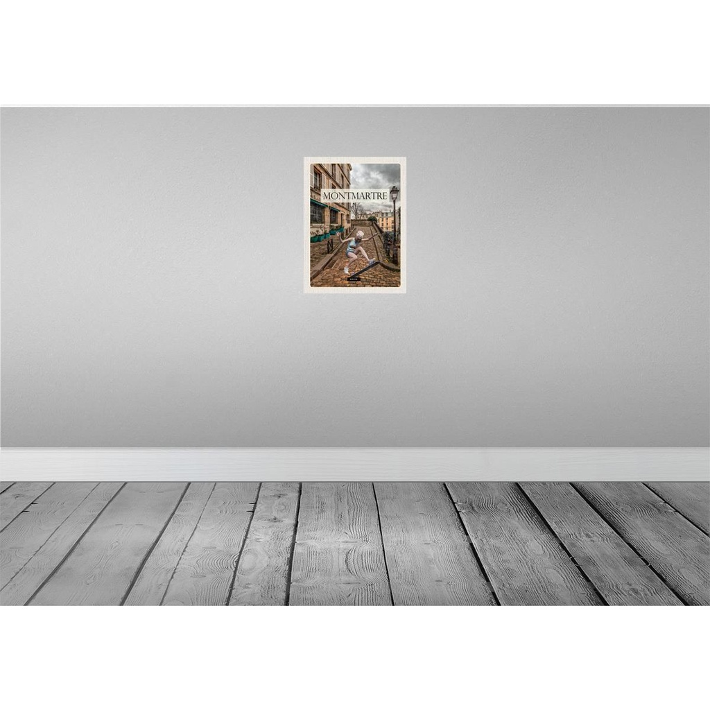 [LA-136535] Blechschild 40x30 cm Montmartre Paris Skateboard Frau Bildmotiv Reisemotiv Abenteuer Reisen Europa Urlaub Bild 2