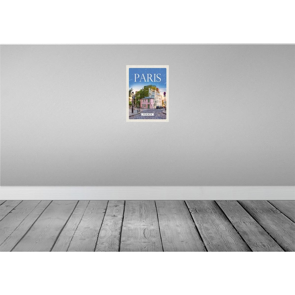[LA-136547-H] Holzschild 40x30 cm Paris France Architektur Bildmotiv Reisemotiv Straße Stadt Bild 2