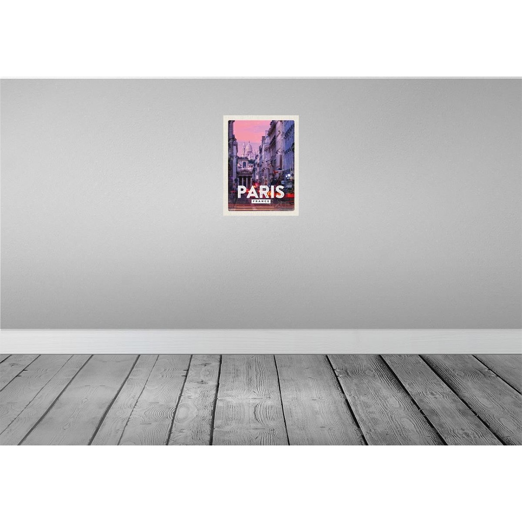 [LA-136552-H] Holzschild 40x30 cm Paris Panorama Sonnenuntergang Bildmotiv Reisemotiv Straße Stadt Bild 2