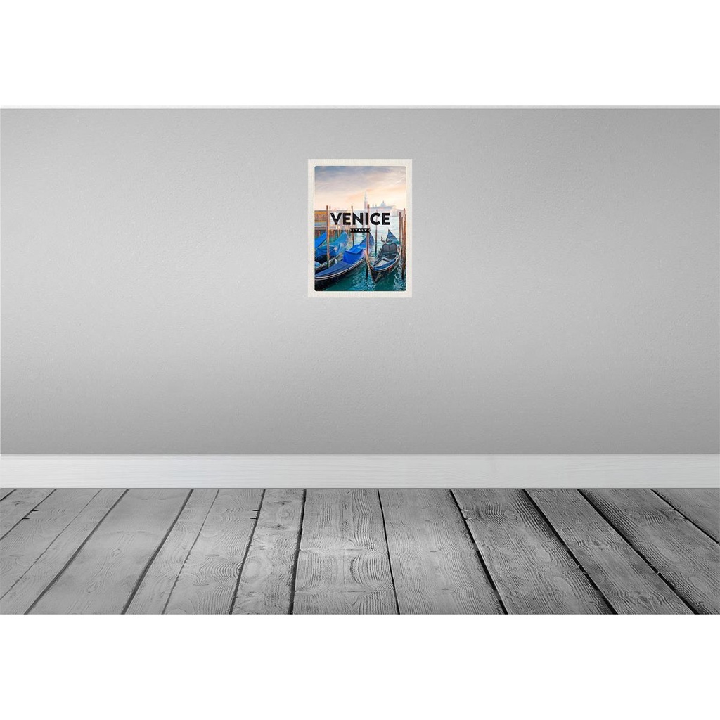[LA-136558-H] Holzschild 40x30 cm Venice Venedig Boote Meer Bildmotiv Reisemotiv Straße Stadt Bild 2