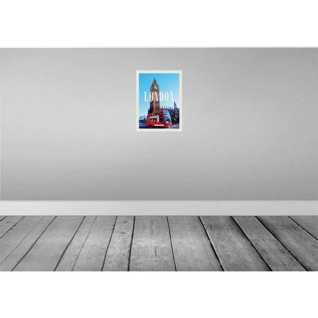 [LA-136560-H] Holzschild 40x30 cm London red Bus roter Big Ben Bildmotiv Reisemotiv England Bild 2