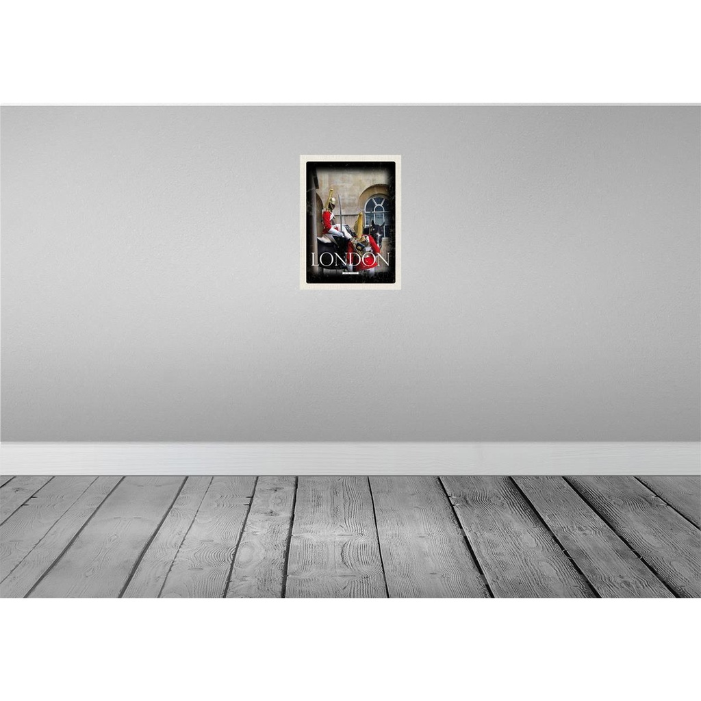 [LA-136570-H] Holzschild 40x30 cm London England Soldat Pferd Bildmotiv Reisemotiv Bild 2