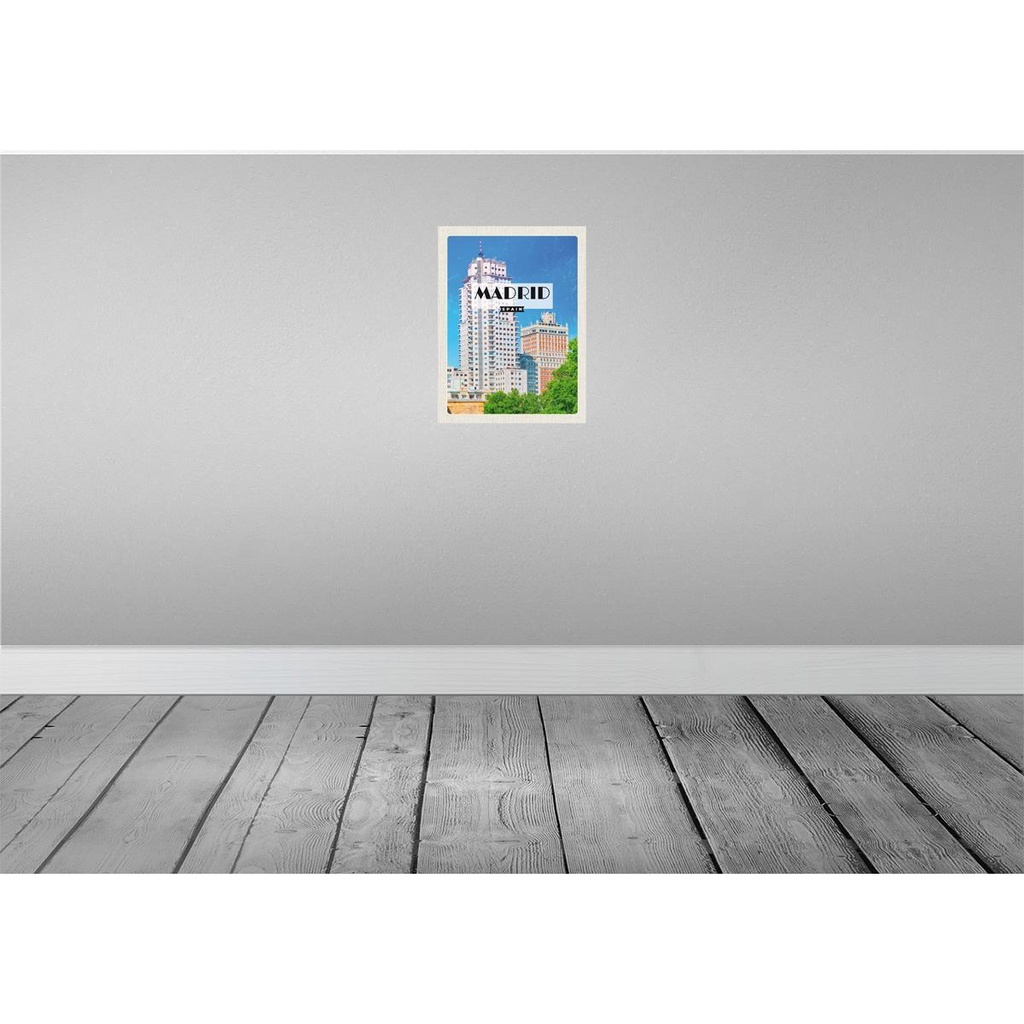 [LA-136571-H] Holzschild 40x30 cm Madrid Spanien Hochhaus Architektur Bildmotiv Reisemotiv Europa Bild 2