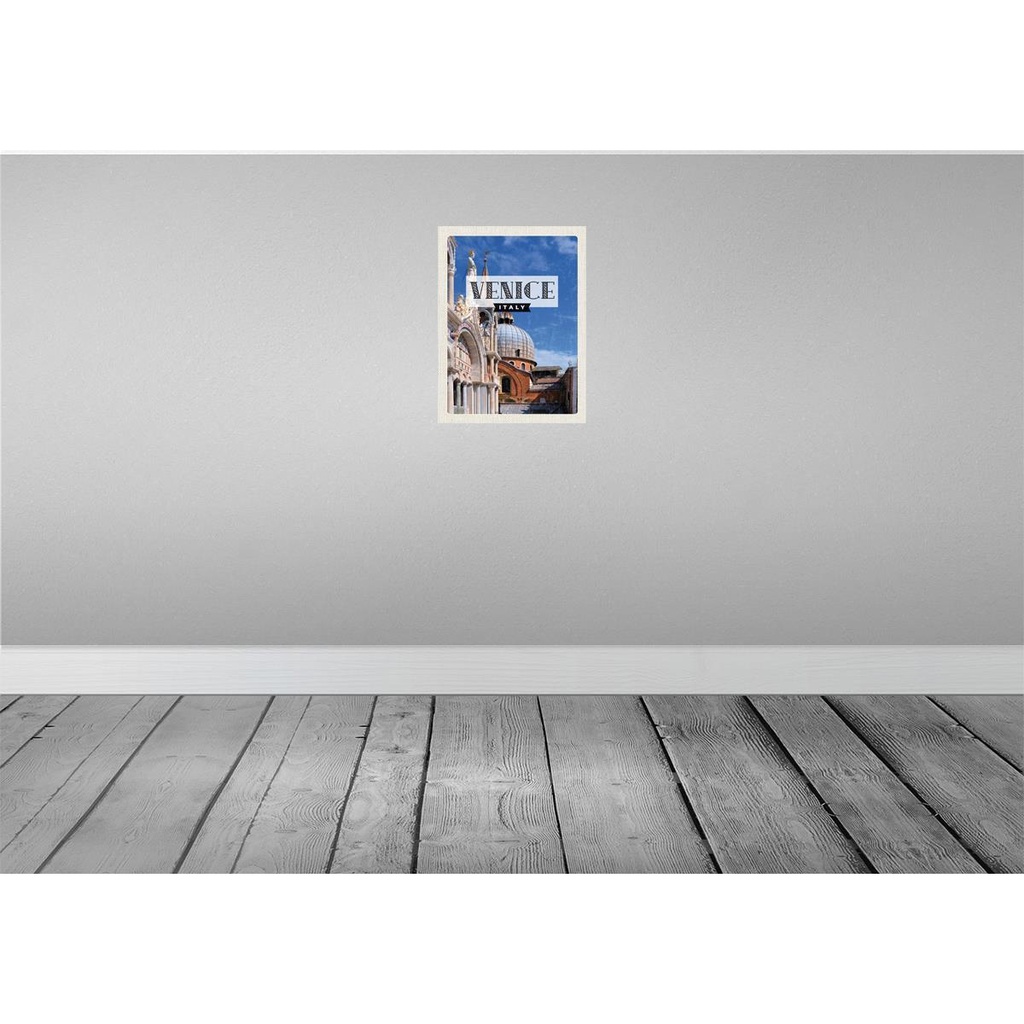 [LA-136578-H] Holzschild 40x30 cm Venice Italien Architektur Bildmotiv Reisemotiv Straße Stadt Bild 2