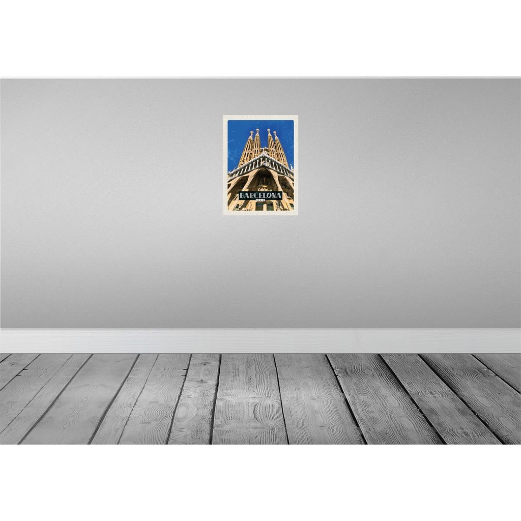 [LA-136584-H] Holzschild 40x30 cm Barcelona SpanienTrip Bildmotiv Reisemotiv Urlaub Bild 2