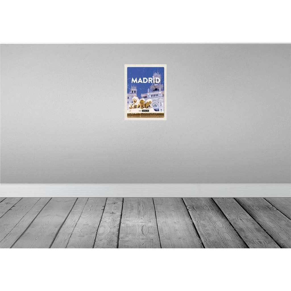 [LA-136586-H] Holzschild 40x30 cm Madrid Spanien Winter Nacht Trip Bildmotiv Reisemotiv Europa Bild 2