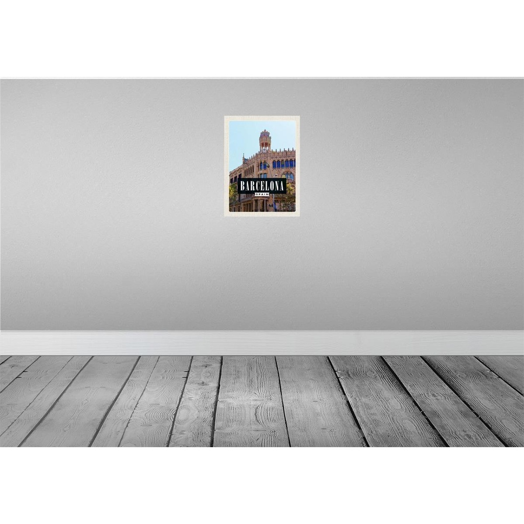 [LA-136593-H] Holzschild 40x30 cm Barcelona Spanien Sargrada Reise Bildmotiv Reisemotiv Abenteuer Reisen Bild 2