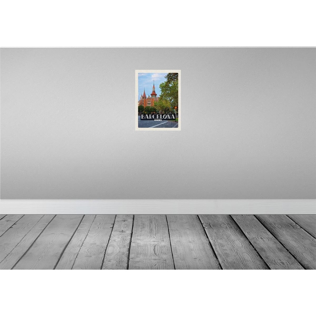 [LA-136597-H] Holzschild 40x30 cm Barcelona Spanien Natur Innenstadt Bildmotiv Reisemotiv Abenteuer Reisen Bild 2