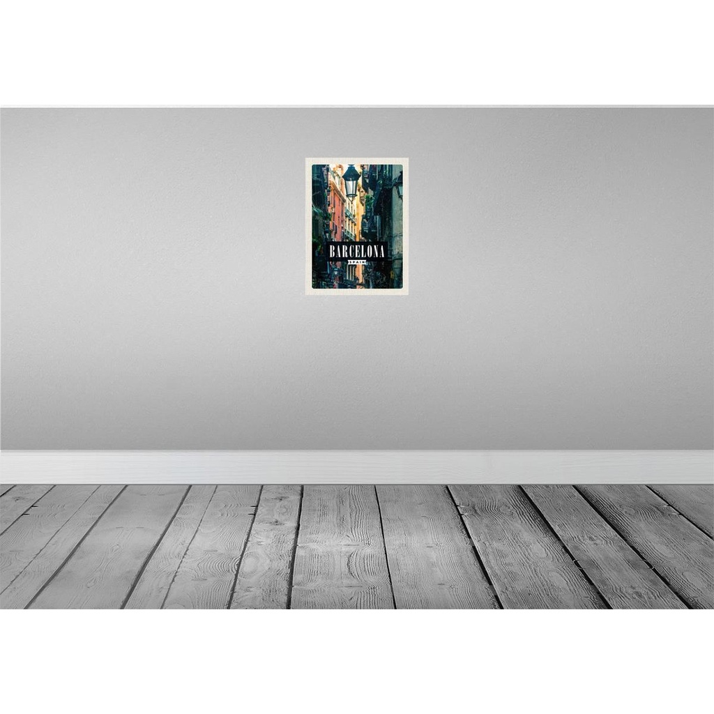 [LA-136605] Blechschild 40x30 cm Barcelona Spanien Gasse Panorama Bildmotiv Reisemotiv Abenteuer Reisen Urlaub Bild 2