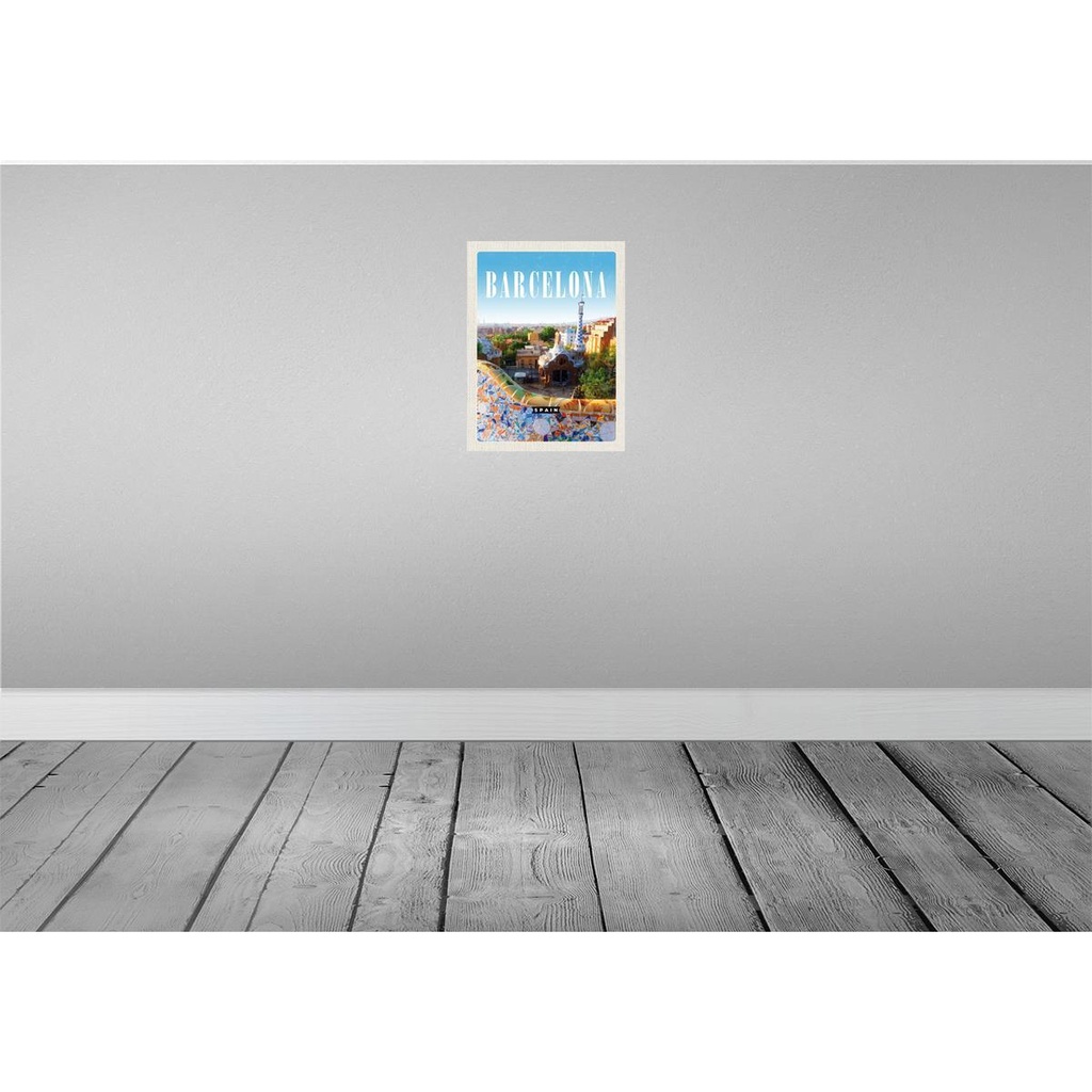 [LA-136609-H] Holzschild 40x30 cm Barcelona Spanien Reise La Pedrera Bildmotiv Reisemotiv Abenteuer Reisen Bild 2