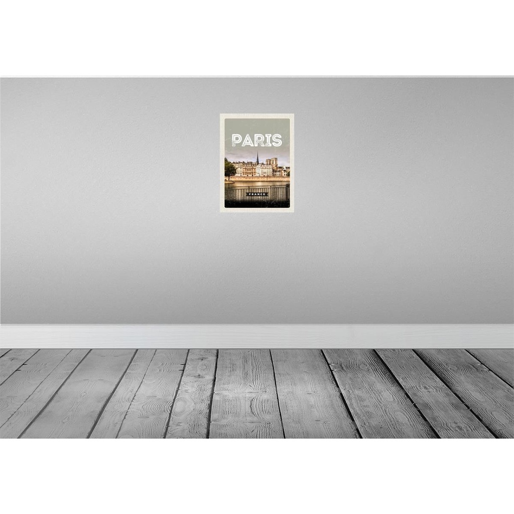 [LA-136611-H] Holzschild 40x30 cm Paris Frankreich Architektur Straße Stadt Bild 2