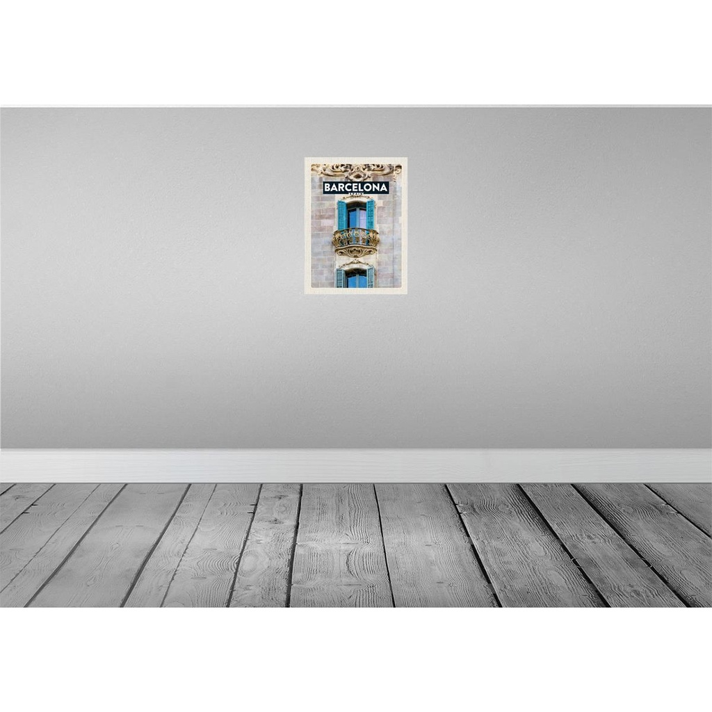 [LA-136612] Blechschild 40x30 cm Barcelona Spanien Urlaub Balkon Trip Bildmotiv Reisemotiv Abenteuer Reisen Straße Stadt Bild 2