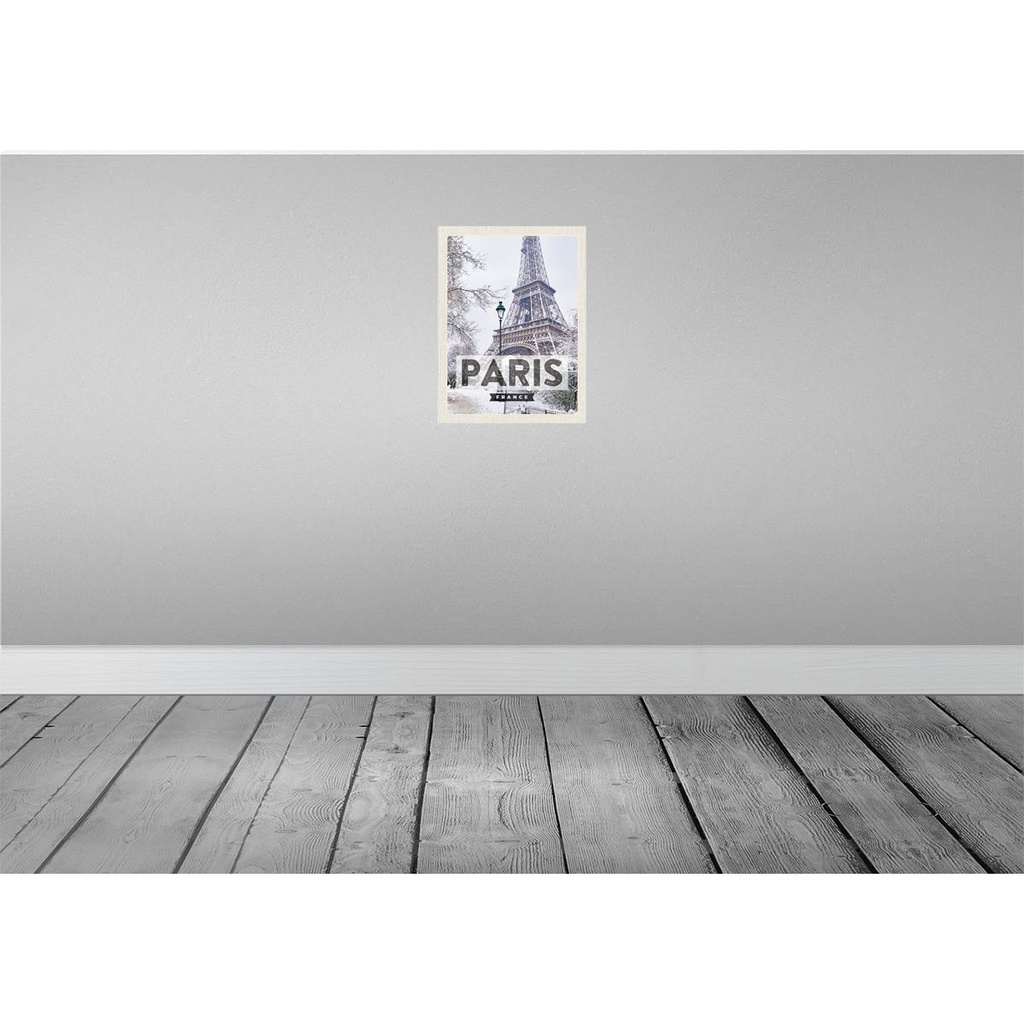 [LA-136617-H] Holzschild 40x30 cm Paris Frankreich Eiffelturm Schnee Bildmotiv Reisemotiv Europa Bild 2