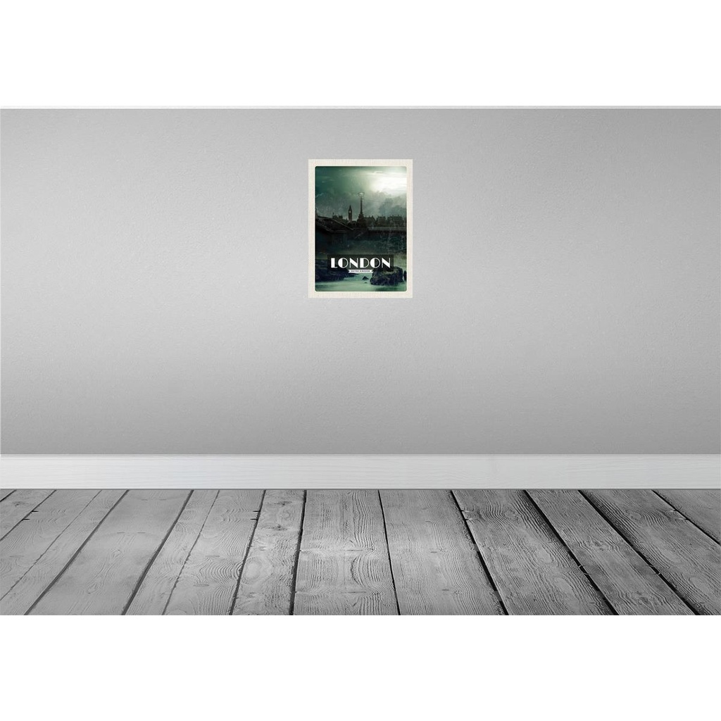 [LA-136622-H] Holzschild 40x30 cm London UK Vintage Nacht Bildmotiv Reisemotiv England Bild 2