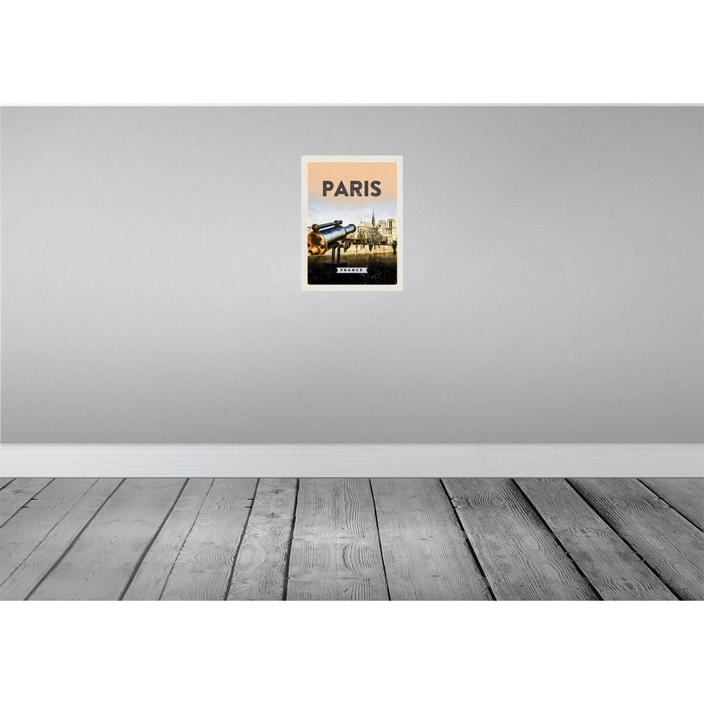 [LA-136632] Blechschild 40x30 cm Paris Fernglas Notre-Dame Kathedrale Bildmotiv Reisemotiv Abenteuer Reisen Europa Urlaub Bild 2