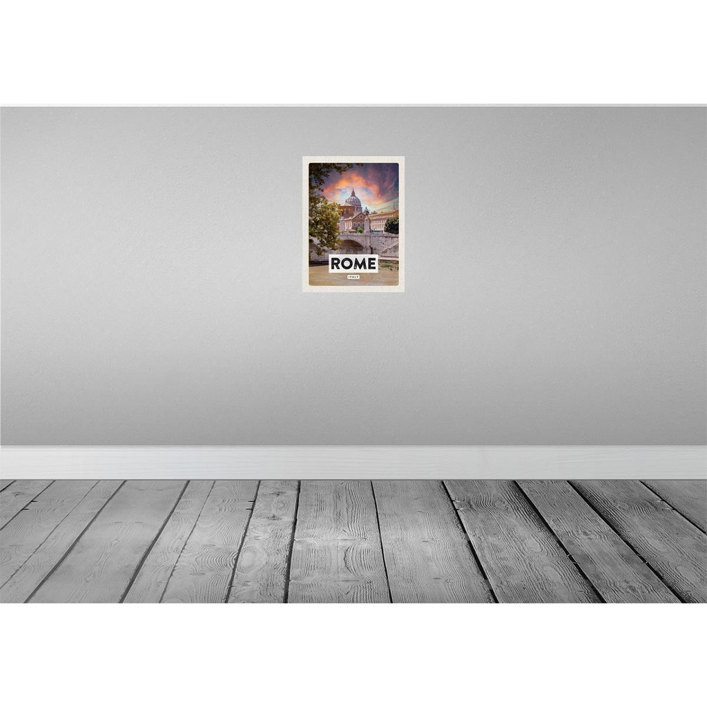 [LA-136639-H] Holzschild 40x30 cm Rom Italien Fluss Kathedrale Bildmotiv Reisemotiv Straße Stadt Bild 2