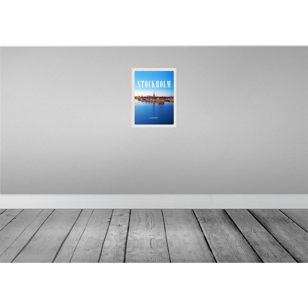 [LA-136653-H] Holzschild 40x30 cm Stockholm Schweden Meer Städtetrip Bildmotiv Reisemotiv Europa Bild 2