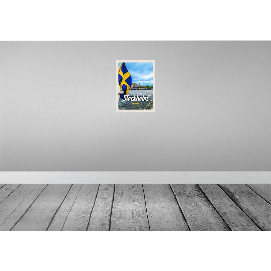 [LA-136655-H] Holzschild 40x30 cm Stockholm Schweden Bootstur Meer Bildmotiv Reisemotiv Europa Bild 2