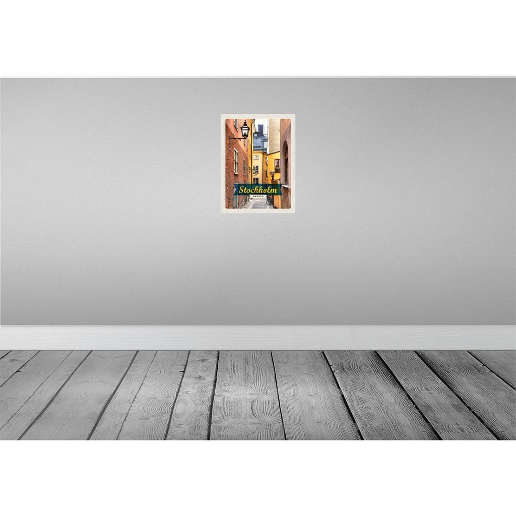 [LA-136658-H] Holzschild 40x30 cm Stockholm Schweden Altstadt Gasse Bildmotiv Reisemotiv Europa Bild 2