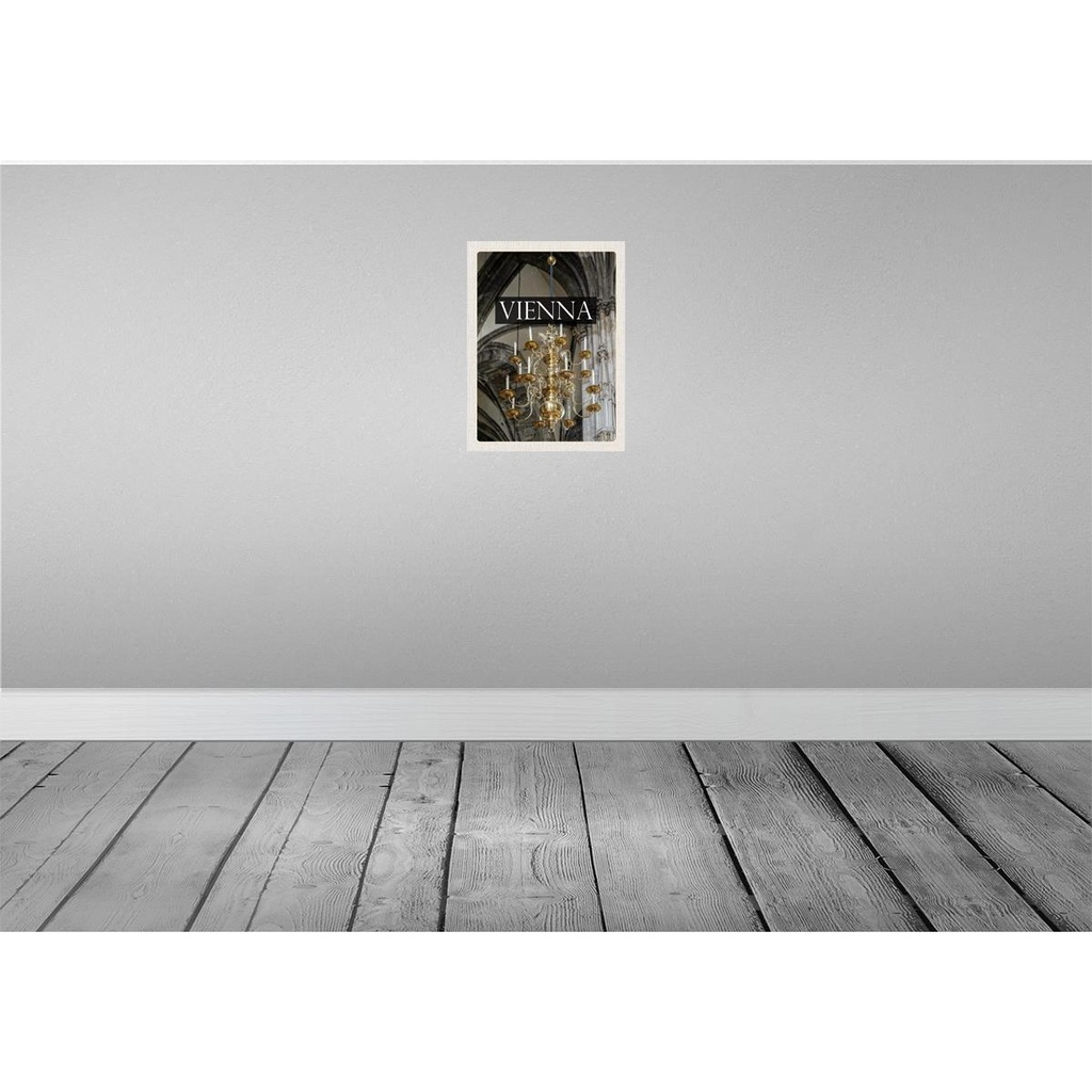 [LA-136667-H] Holzschild 40x30 cm Wien Österreich Kronleuchter Posta Bildmotiv Reisemotiv Europa Bild 2