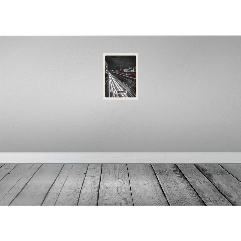 [LA-136677] Blechschild 40x30 cm Berlin Deutschland Urlaub Bahn Nacht Bildmotiv Reisemotiv Abenteuer Reisen Straße Stadt Bild 2