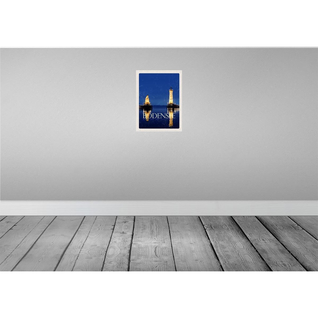 [LA-136714] Blechschild 40x30 cm Bodensee Deutschland Leuchttutm Nacht Bildmotiv Reisemotiv Abenteuer Reisen Urlaub Bild 2