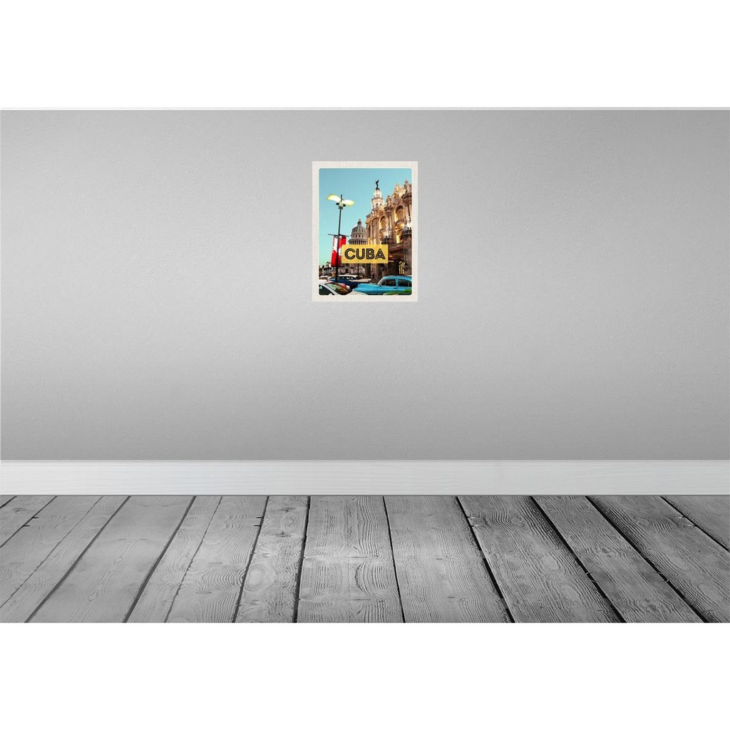 [LA-136727-H] Holzschild 40x30 cm Cuba Karibik Innenstadt Bildmotiv Reisemotiv Straße Stadt Bild 2