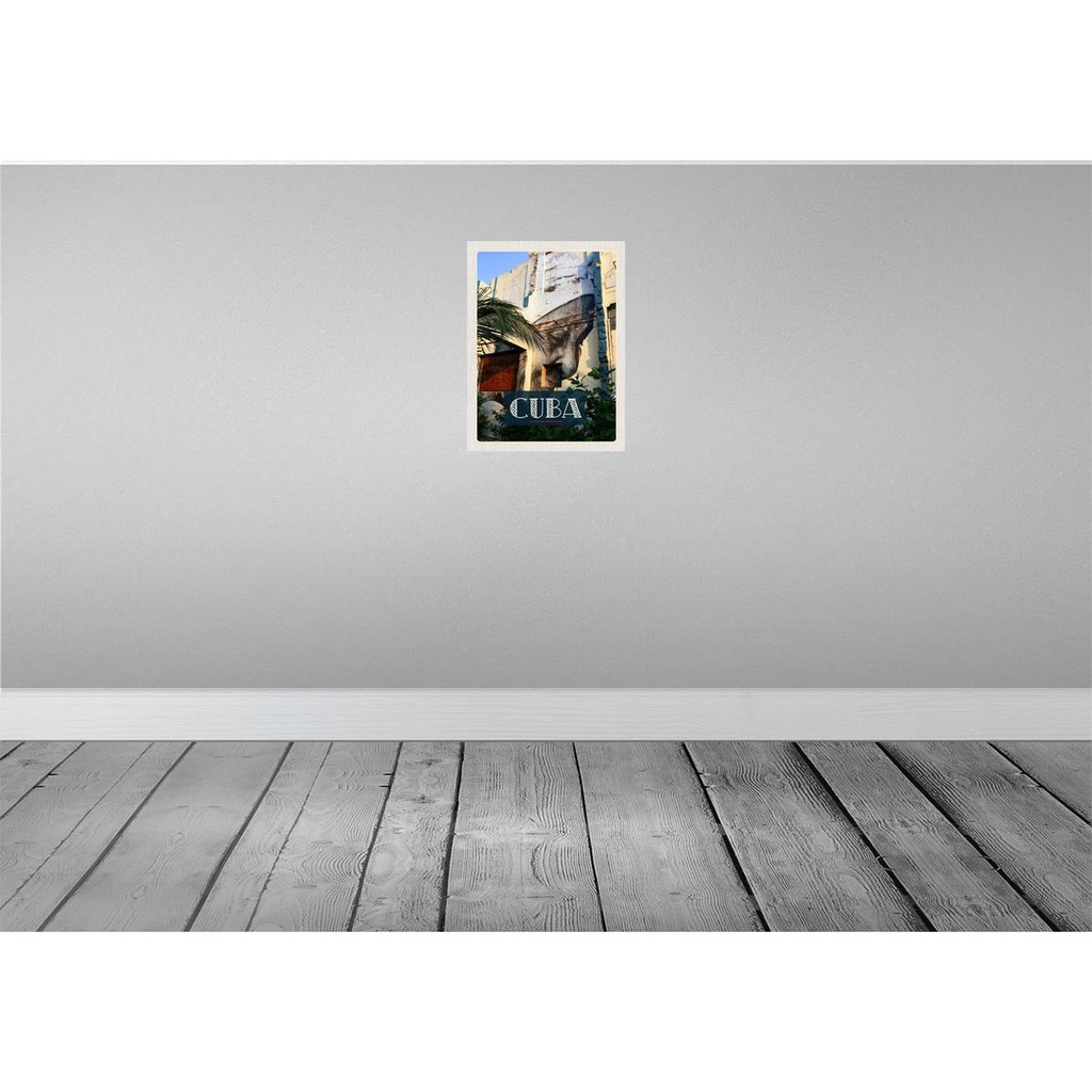[LA-136732-H] Holzschild 40x30 cm Cuba Karibik Gemälde auf Hauswand Bildmotiv Reisemotiv Abenteuer Reisen Bild 2
