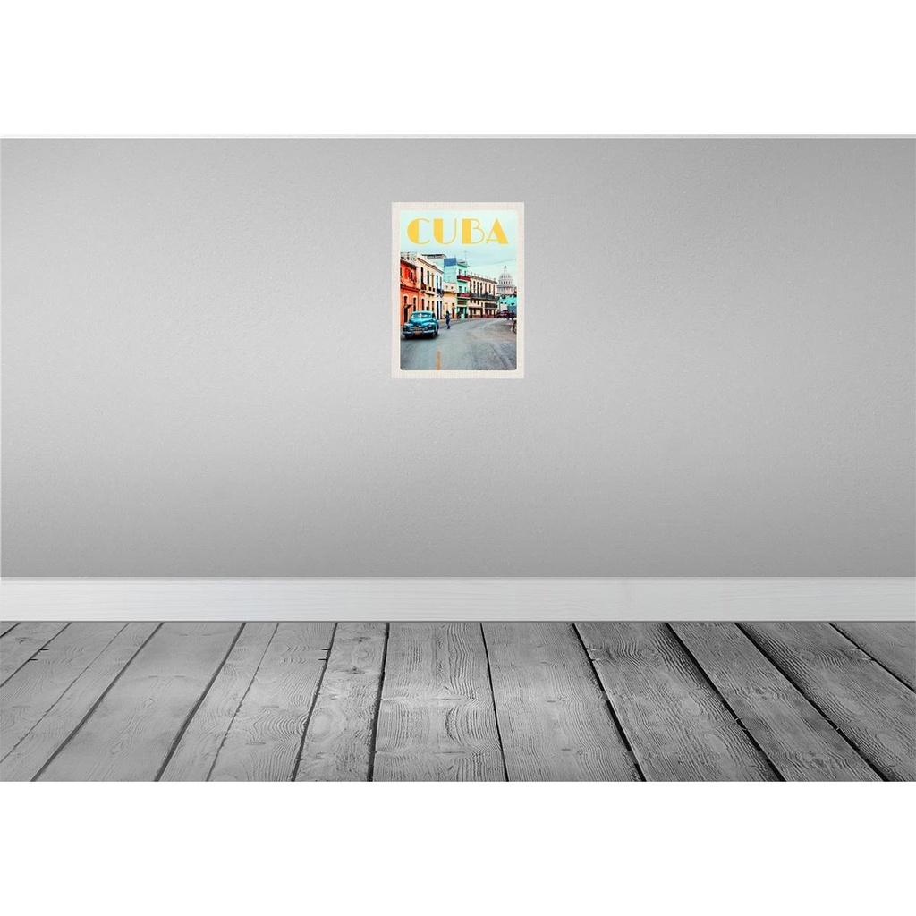 [LA-136733-H] Holzschild 40x30 cm Cuba Karibik Stadtzentrum Stadt Bildmotiv Reisemotiv Abenteuer Reisen Bild 2