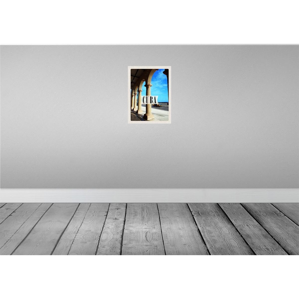 [LA-136740-H] Holzschild 40x30 cm Cuba Karibik Straße Auto Gemälde Bildmotiv Reisemotiv Abenteuer Reisen Bild 2