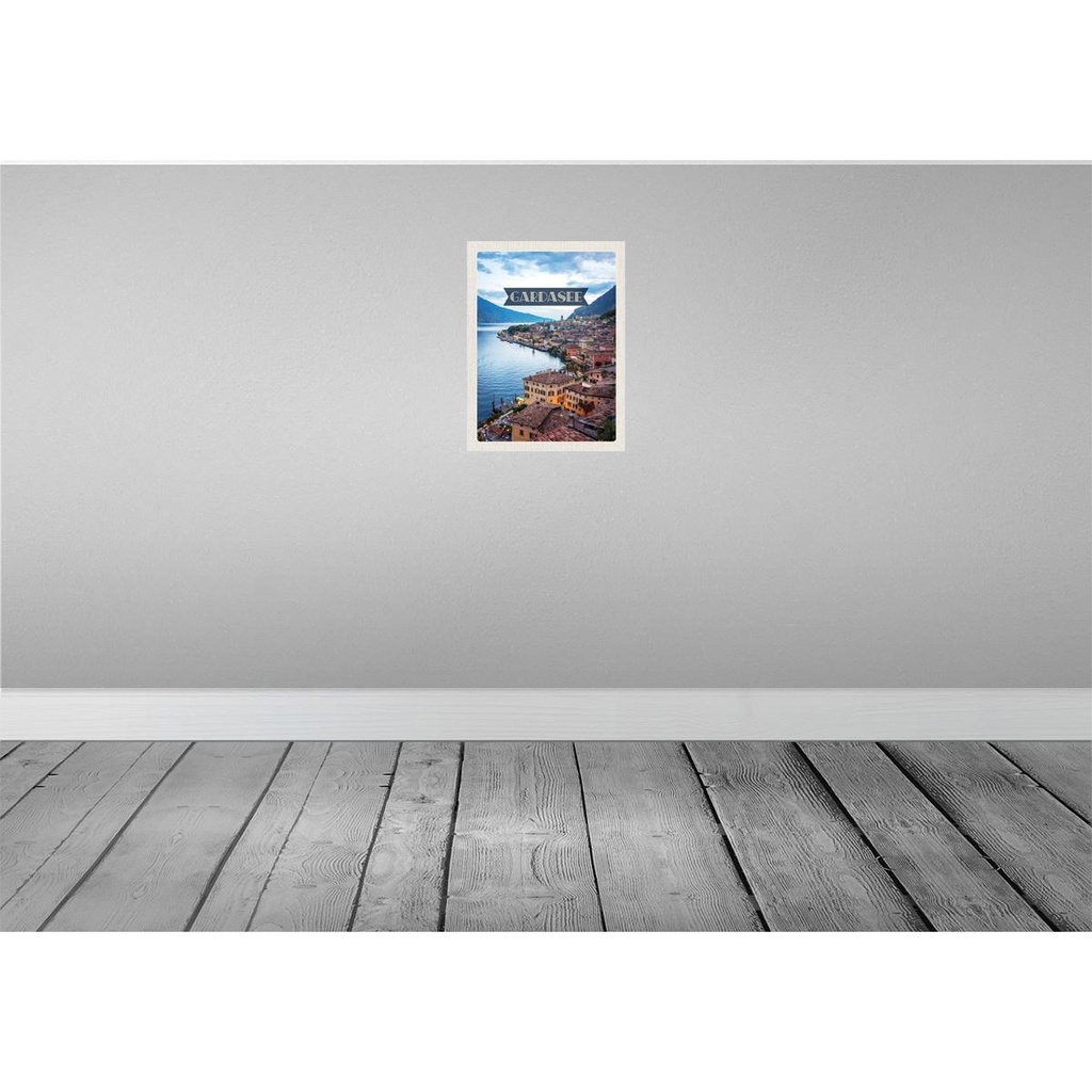 [LA-136746] Blechschild 40x30 cm Gardasee Italien Urlaub Aussicht Stadt See Bildmotiv Reisemotiv Abenteuer Reisen Europa Bild 2