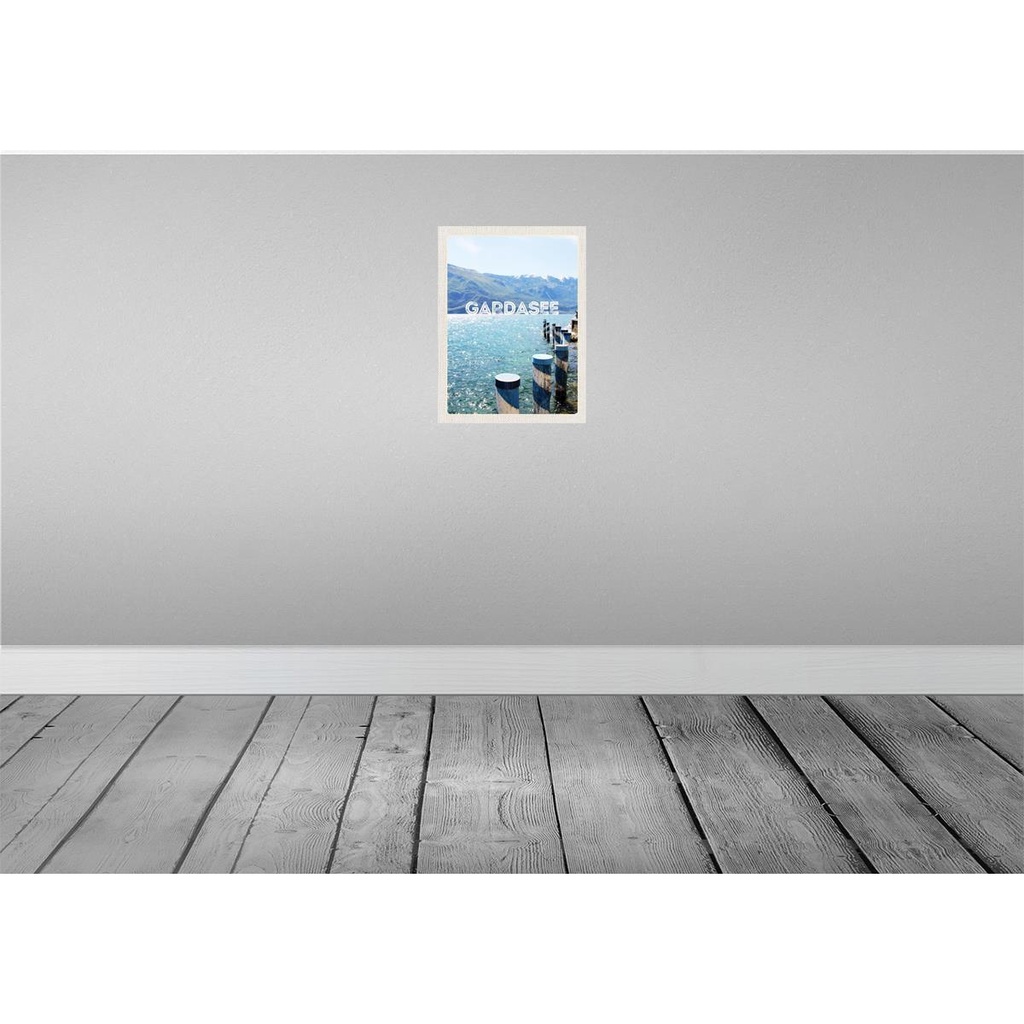 [LA-136748-H] Holzschild 40x30 cm Gardasee Italien See Gebirge Reise Bildmotiv Reisemotiv Europa Bild 2