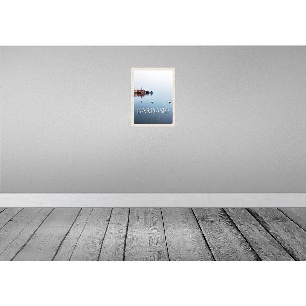 [LA-136750] Blechschild 40x30 cm Gardasee Italien Urlaub See Bäume Gebäude Bildmotiv Reisemotiv Abenteuer Reisen Europa Bild 2