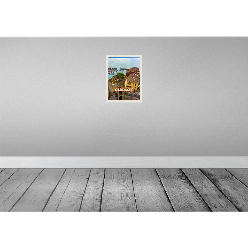 [LA-136752] Blechschild 40x30 cm Gardasee Italien Europa Urlaub Boote Blick auf See Bildmotiv Reisemotiv Abenteuer Reisen Bild 2