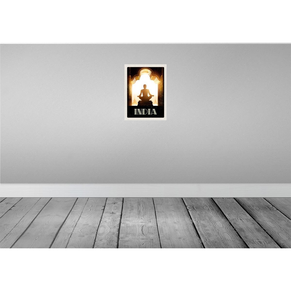 [LA-136764-H] Holzschild 40x30 cm Indien Gemälde Meditieren Entspannung Bildmotiv Reisemotiv Abenteuer Reisen Bild 2