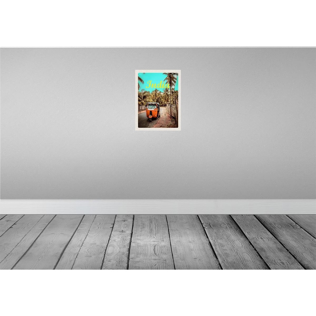 [LA-136769-H] Holzschild 40x30 cm Indien Straße Tuk Taxi Asien Bildmotiv Reisemotiv Abenteuer Reisen Bild 2