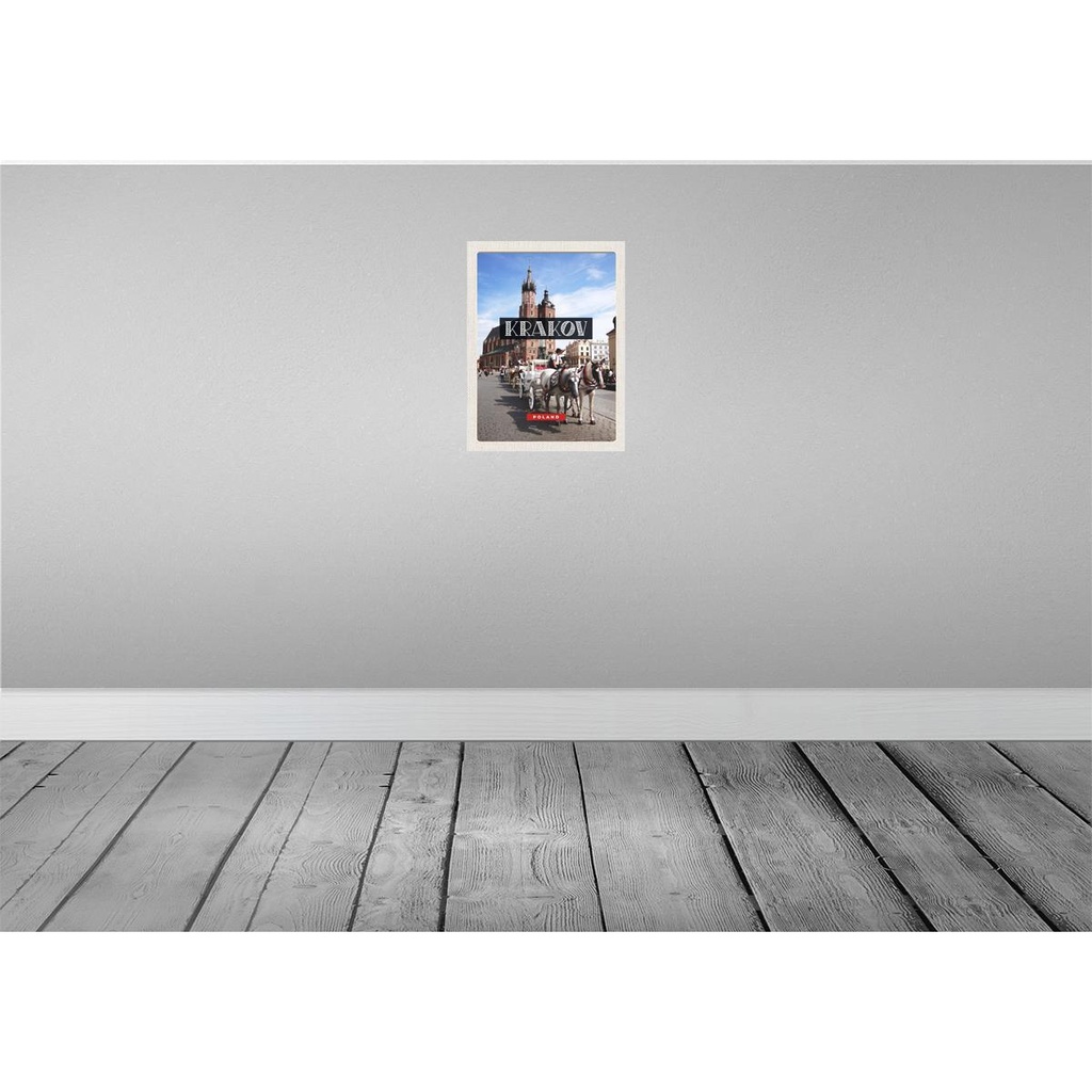 [LA-136792-H] Holzschild 40x30 cm Krakow Polen Pferd Innenstadt Kirche Bildmotiv Reisemotiv Europa Bild 2
