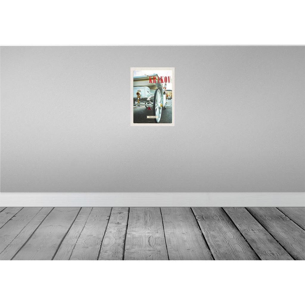 [LA-136801] Blechschild 40x30 cm Krakow Polen weiße Pferdekutsche Bildmotiv Reisemotiv Abenteuer Reisen Europa Urlaub Bild 2