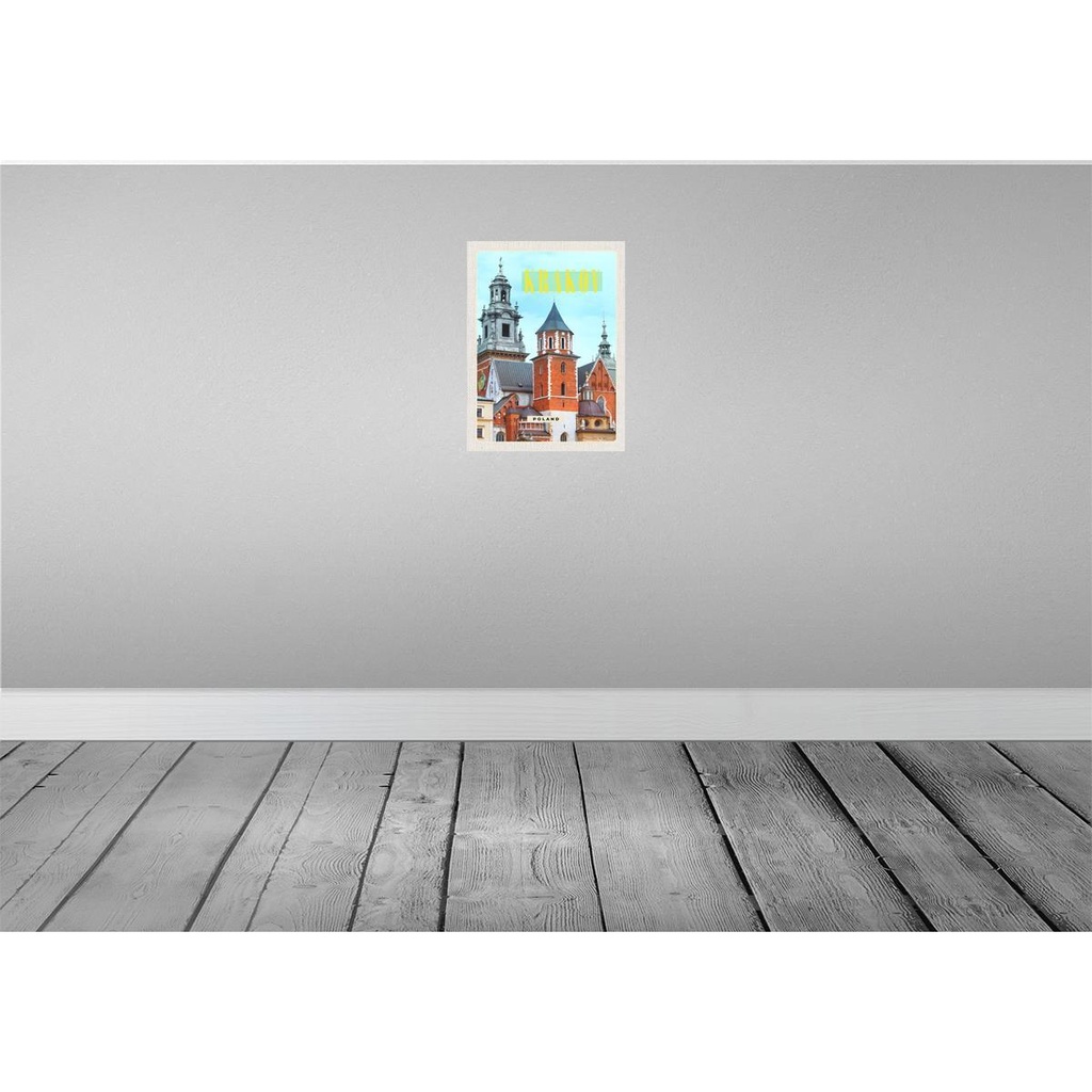 [LA-136803-H] Holzschild 40x30 cm Krakow Turm Mittelalter Gemälde Bildmotiv Reisemotiv Europa Bild 2