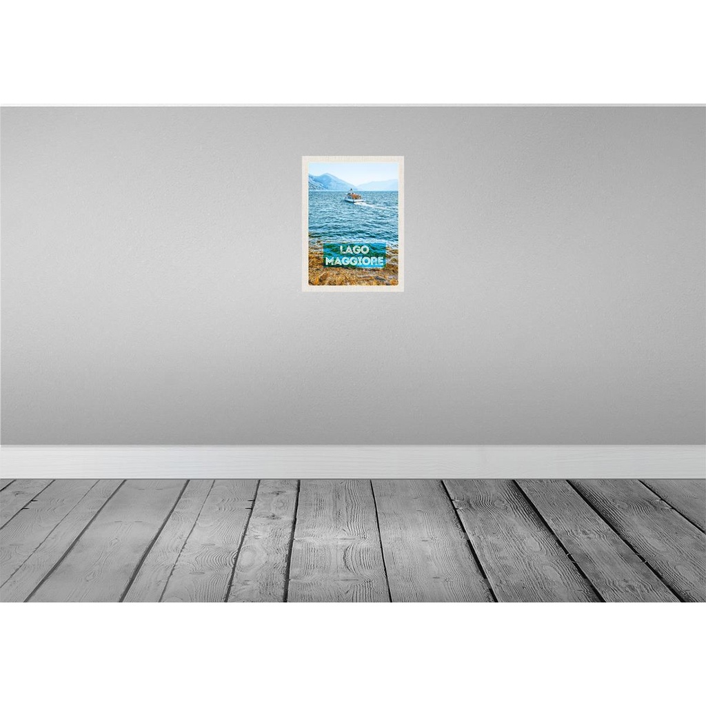 [LA-136806-H] Holzschild 40x30 cm Lago Maggiore Italien Insel Boot Meer Bildmotiv Reisemotiv Europa Bild 2