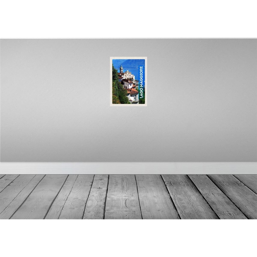 [LA-136810-H] Holzschild 40x30 cm Lago Maggiore Aussicht auf Meer Stadt Bildmotiv Reisemotiv Europa Bild 2
