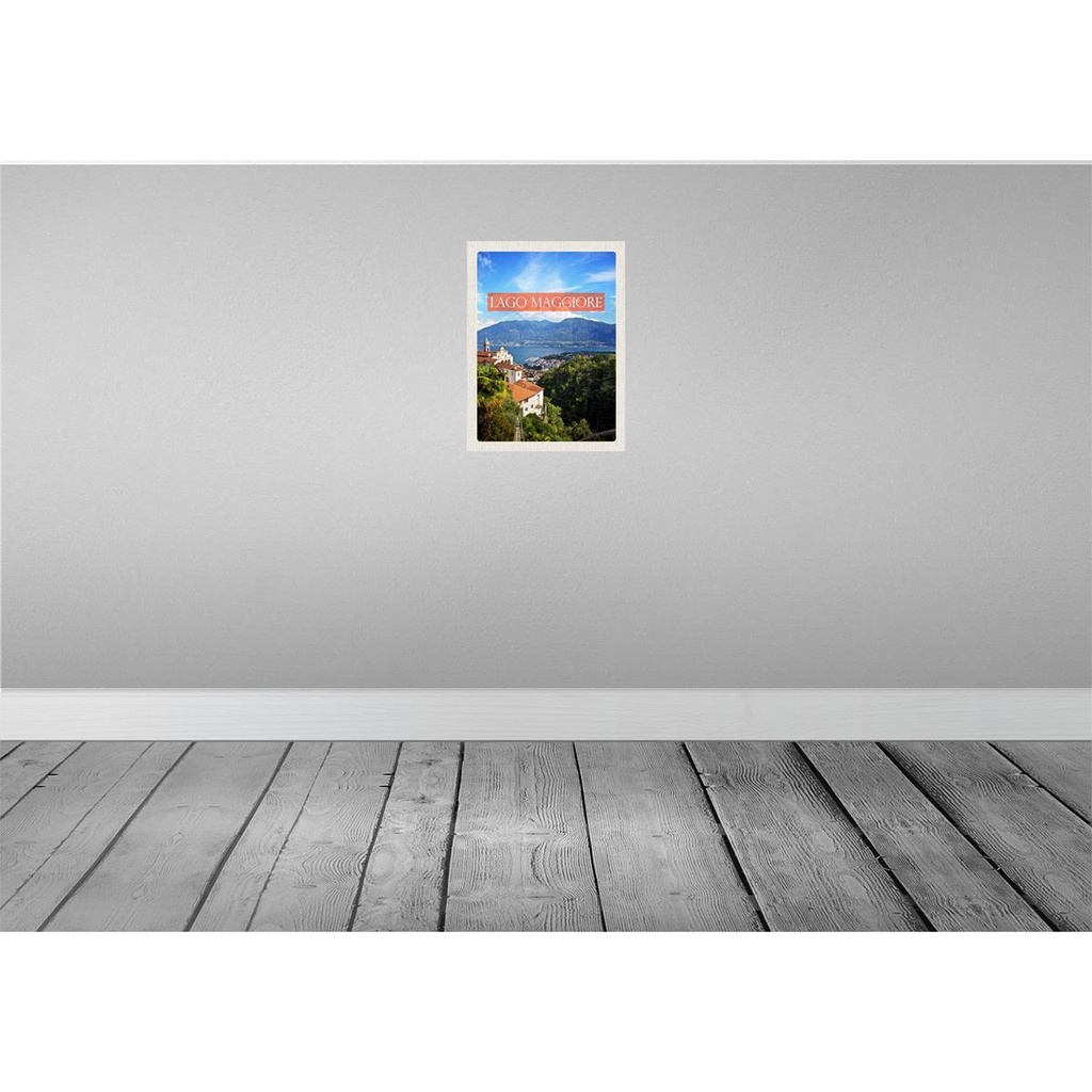 [LA-136811] Blechschild 40x30 cm Lago maggiore Urlaub Gebirge Natur Meer Bildmotiv Reisemotiv Abenteuer Reisen Europa Bild 2