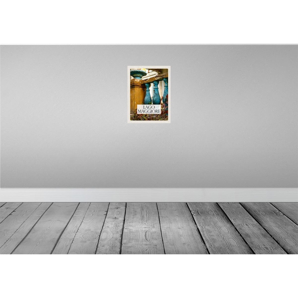 [LA-136817] Blechschild 40x30 cm Lago Maggiore Urlaub Balkon Gemälde Stein Bildmotiv Reisemotiv Abenteuer Reisen Europa Bild 2