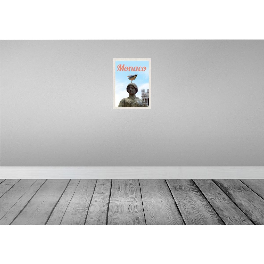 [LA-136820-H] Holzschild 40x30 cm Monaco Frankreich Europa Skulptur Vogel Bildmotiv Reisemotiv Tier Haustier Bild 2